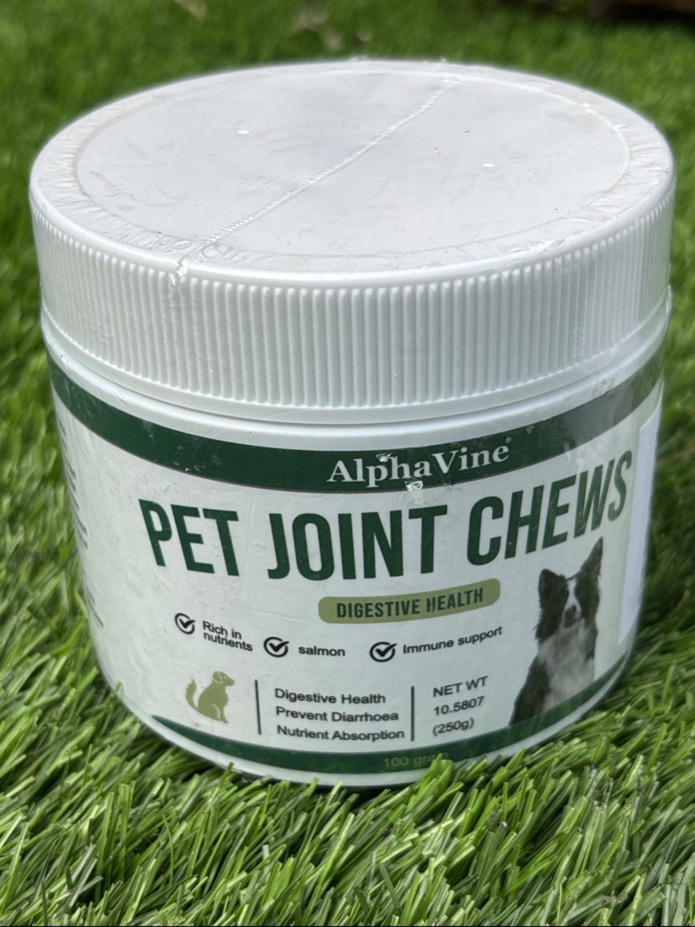 AlphaVine Pet Joint Chews  - White & Dark Green Jar